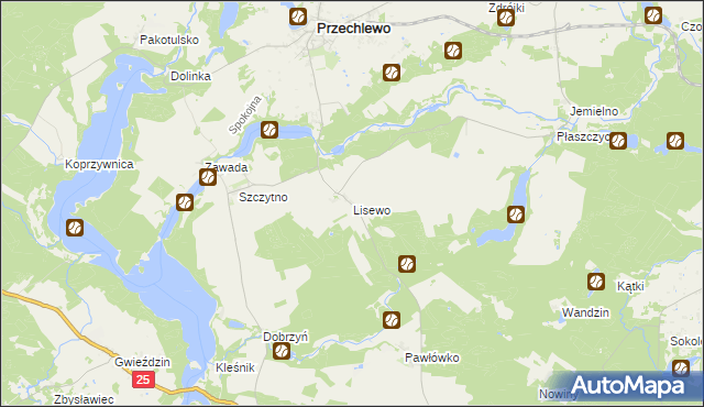 mapa Lisewo gmina Przechlewo, Lisewo gmina Przechlewo na mapie Targeo