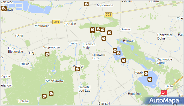 mapa Lisiewice Duże, Lisiewice Duże na mapie Targeo