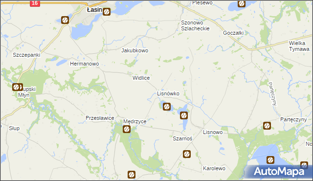 mapa Lisnówko, Lisnówko na mapie Targeo