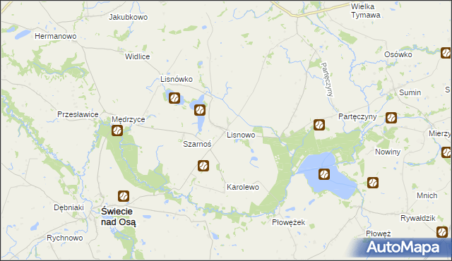 mapa Lisnowo, Lisnowo na mapie Targeo