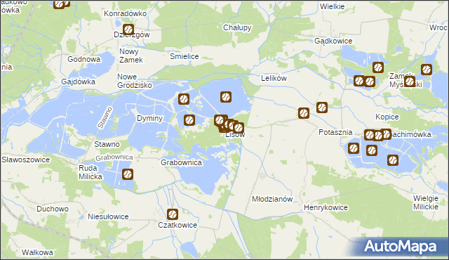 mapa Lisów gmina Milicz, Lisów gmina Milicz na mapie Targeo