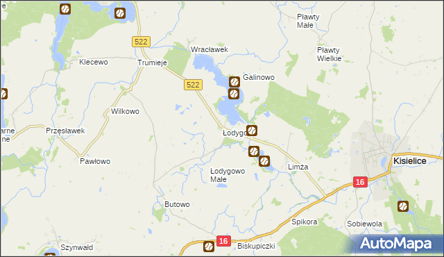 mapa Łodygowo gmina Kisielice, Łodygowo gmina Kisielice na mapie Targeo