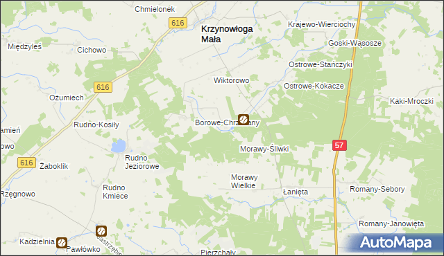 mapa Łoje gmina Krzynowłoga Mała, Łoje gmina Krzynowłoga Mała na mapie Targeo