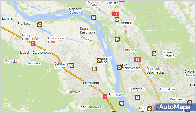 mapa Łomianki Dolne, Łomianki Dolne na mapie Targeo