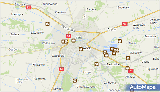 mapa Łowicza, Łowicz na mapie Targeo