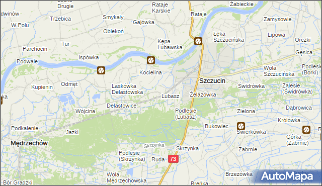 mapa Lubasz gmina Szczucin, Lubasz gmina Szczucin na mapie Targeo