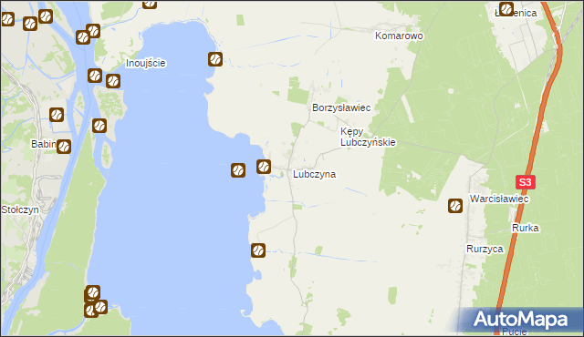 mapa Lubczyna gmina Goleniów, Lubczyna gmina Goleniów na mapie Targeo