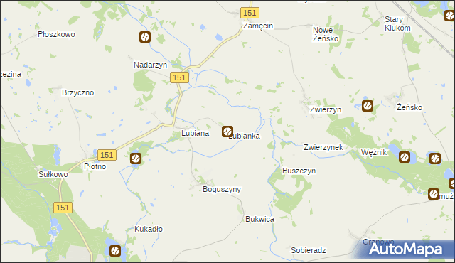 mapa Lubianka gmina Pełczyce, Lubianka gmina Pełczyce na mapie Targeo
