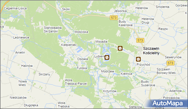 mapa Lubieniek, Lubieniek na mapie Targeo