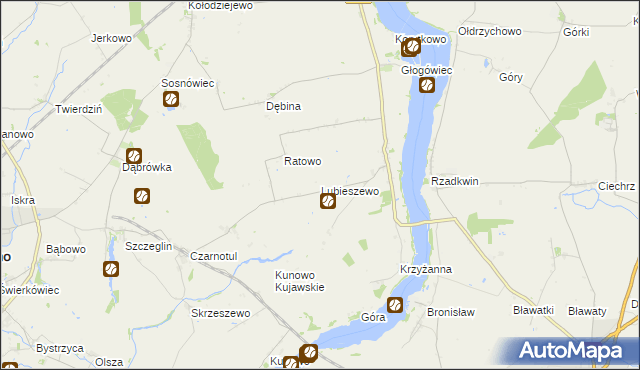 mapa Lubieszewo gmina Mogilno, Lubieszewo gmina Mogilno na mapie Targeo