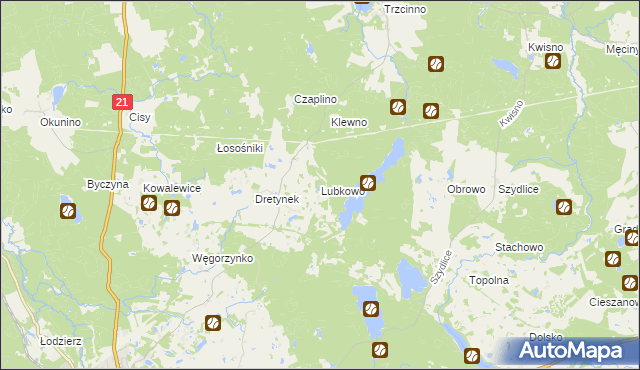 mapa Lubkowo gmina Miastko, Lubkowo gmina Miastko na mapie Targeo