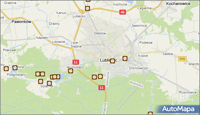 mapa Lubliniec, Lubliniec na mapie Targeo