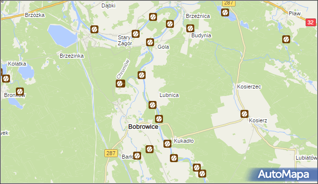 mapa Lubnica gmina Bobrowice, Lubnica gmina Bobrowice na mapie Targeo