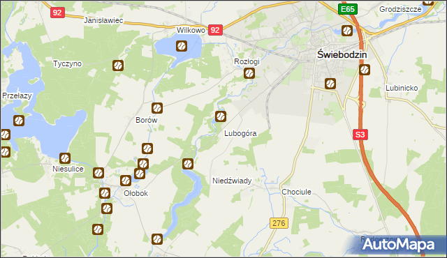 mapa Lubogóra, Lubogóra na mapie Targeo