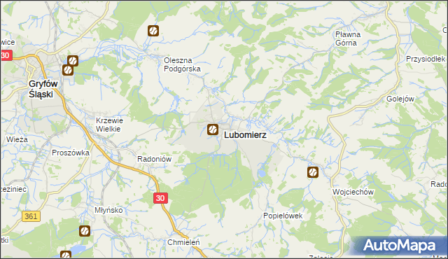 mapa Lubomierz powiat lwówecki, Lubomierz powiat lwówecki na mapie Targeo