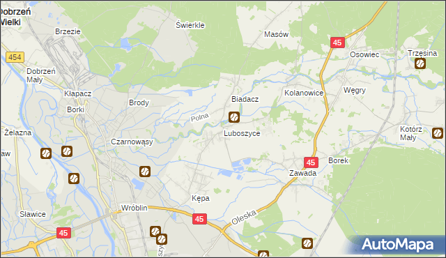 mapa Luboszyce gmina Łubniany, Luboszyce gmina Łubniany na mapie Targeo