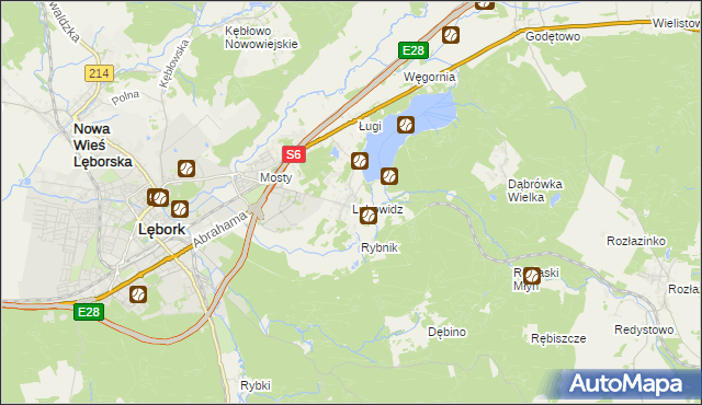 mapa Lubowidz gmina Nowa Wieś Lęborska, Lubowidz gmina Nowa Wieś Lęborska na mapie Targeo