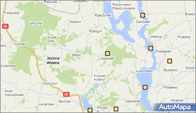 mapa Lubstówek gmina Jeziora Wielkie, Lubstówek gmina Jeziora Wielkie na mapie Targeo