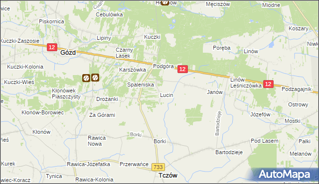 mapa Lucin gmina Tczów, Lucin gmina Tczów na mapie Targeo