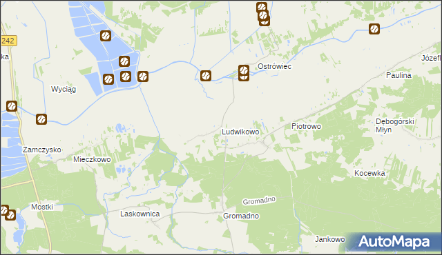 mapa Ludwikowo gmina Kcynia, Ludwikowo gmina Kcynia na mapie Targeo