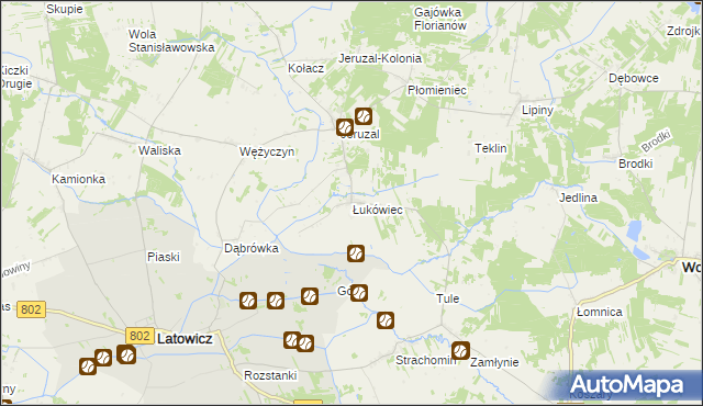 mapa Łukówiec gmina Mrozy, Łukówiec gmina Mrozy na mapie Targeo