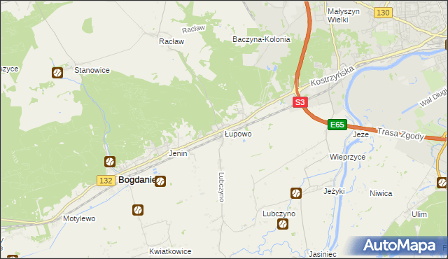 mapa Łupowo gmina Bogdaniec, Łupowo gmina Bogdaniec na mapie Targeo