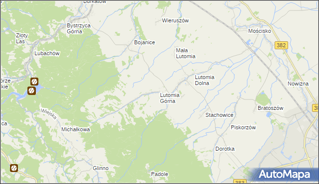 mapa Lutomia Górna, Lutomia Górna na mapie Targeo