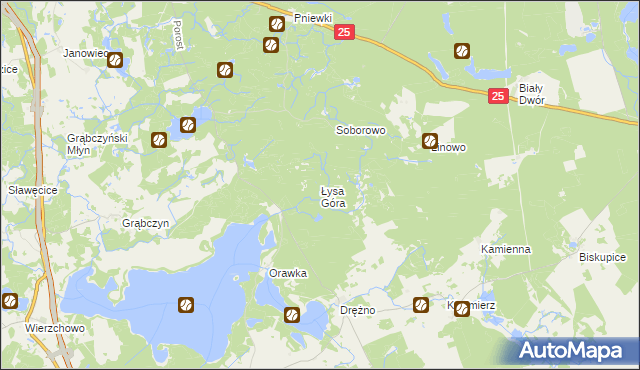 mapa Łysa Góra gmina Szczecinek, Łysa Góra gmina Szczecinek na mapie Targeo