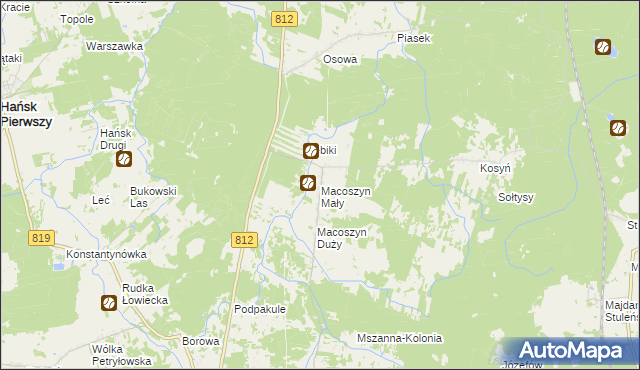 mapa Macoszyn Mały, Macoszyn Mały na mapie Targeo