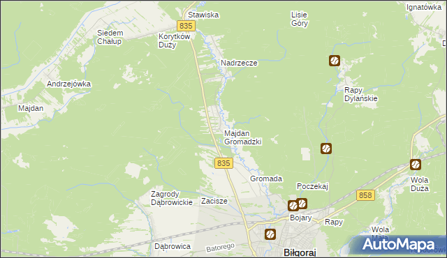 mapa Majdan Gromadzki, Majdan Gromadzki na mapie Targeo
