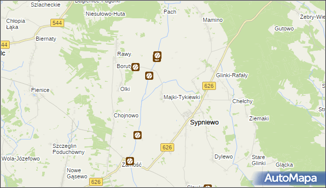 mapa Majki-Tykiewki, Majki-Tykiewki na mapie Targeo