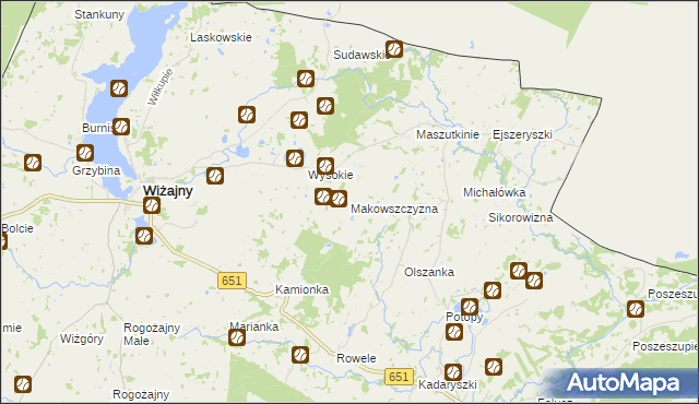 mapa Makowszczyzna gmina Wiżajny, Makowszczyzna gmina Wiżajny na mapie Targeo