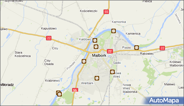 mapa Malborka, Malbork na mapie Targeo