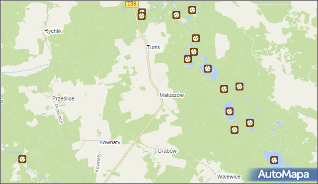 mapa Małuszów gmina Sulęcin, Małuszów gmina Sulęcin na mapie Targeo