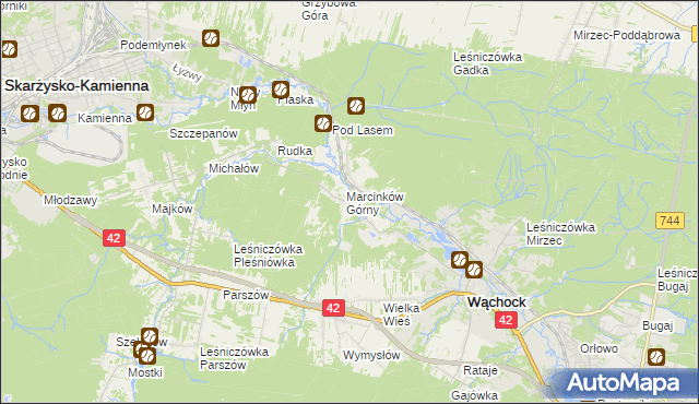 mapa Marcinków gmina Wąchock, Marcinków gmina Wąchock na mapie Targeo