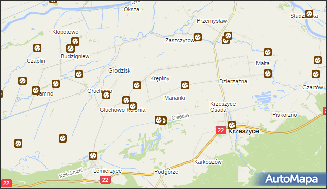 mapa Marianki gmina Krzeszyce, Marianki gmina Krzeszyce na mapie Targeo