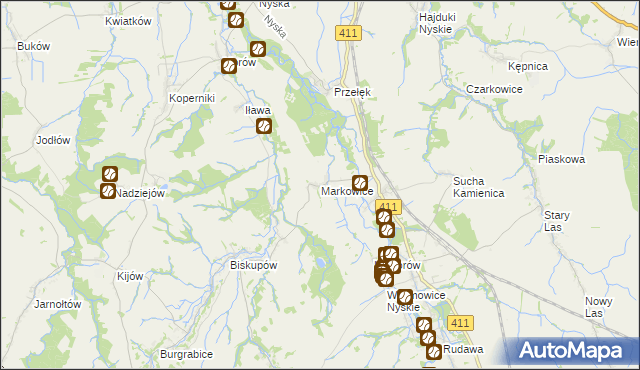 mapa Markowice gmina Głuchołazy, Markowice gmina Głuchołazy na mapie Targeo