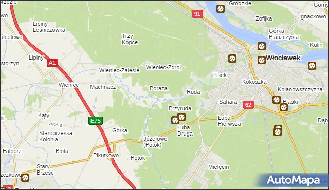 mapa Mazury gmina Brześć Kujawski, Mazury gmina Brześć Kujawski na mapie Targeo