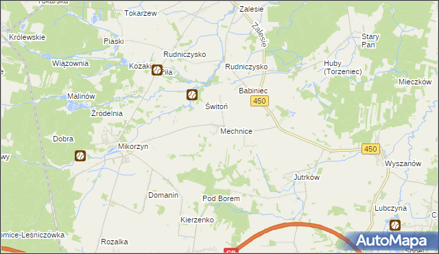 mapa Mechnice gmina Kępno, Mechnice gmina Kępno na mapie Targeo