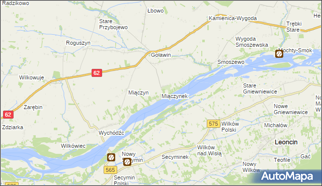 mapa Miączynek, Miączynek na mapie Targeo