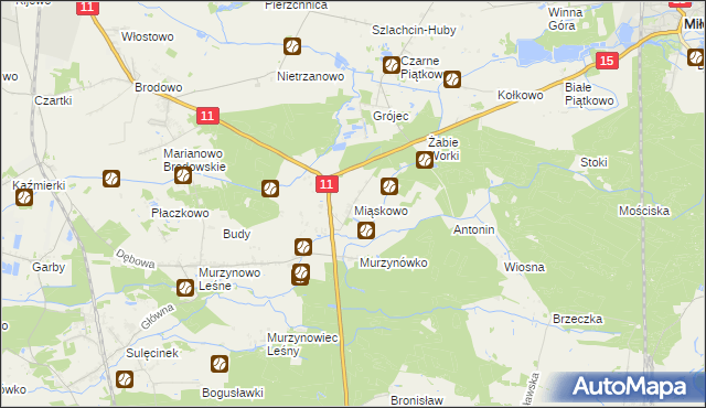 mapa Miąskowo gmina Krzykosy, Miąskowo gmina Krzykosy na mapie Targeo