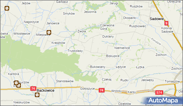 mapa Michałów gmina Sadowie, Michałów gmina Sadowie na mapie Targeo