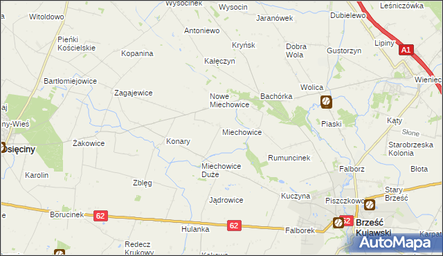 mapa Miechowice gmina Brześć Kujawski, Miechowice gmina Brześć Kujawski na mapie Targeo