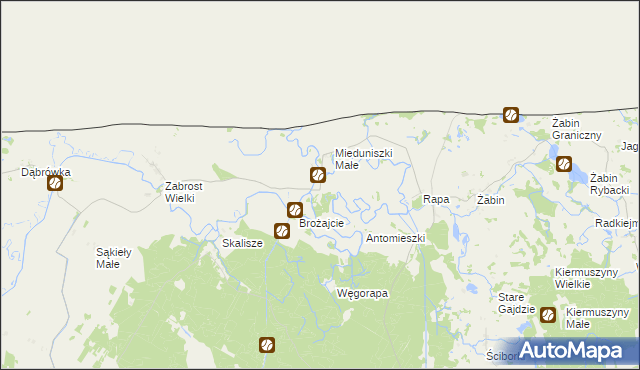 mapa Mieduniszki Wielkie, Mieduniszki Wielkie na mapie Targeo