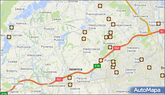 mapa Międzyrzecze Górne, Międzyrzecze Górne na mapie Targeo