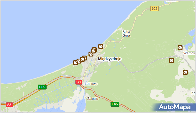 mapa Międzyzdroje, Międzyzdroje na mapie Targeo