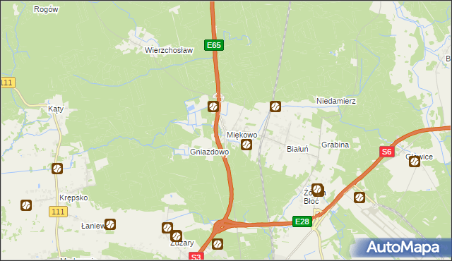 mapa Miękowo gmina Goleniów, Miękowo gmina Goleniów na mapie Targeo