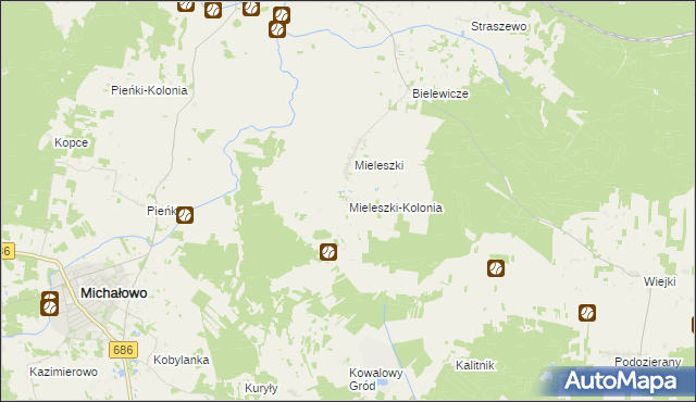 mapa Mieleszki-Kolonia, Mieleszki-Kolonia na mapie Targeo