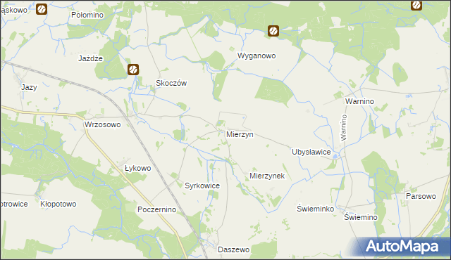 mapa Mierzyn gmina Karlino, Mierzyn gmina Karlino na mapie Targeo