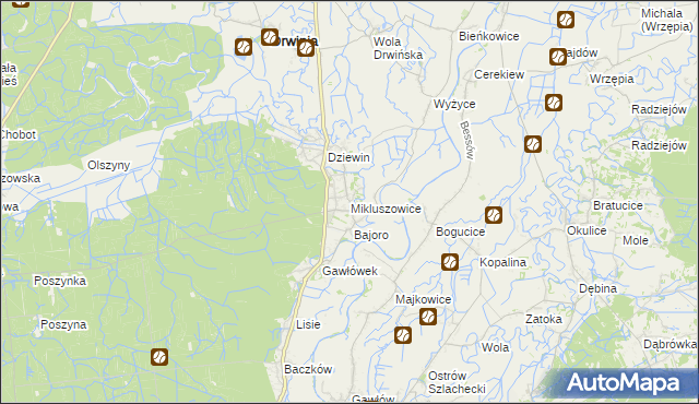 mapa Mikluszowice, Mikluszowice na mapie Targeo